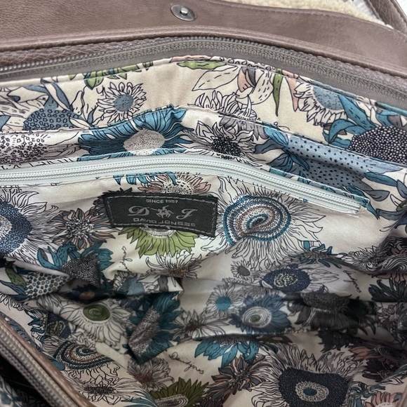 David Jones Paris Satchel Handbag Purse Bag Shearling Edge Tote Handle/s… - Picture 12 of 15